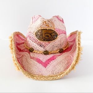 Tropical Hats Pink Straw Cowboy Hat